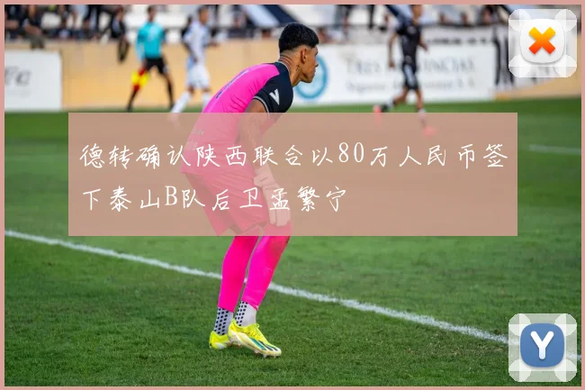 德转确认陕西联合以80万人民币签下泰山B队后卫孟繁宁